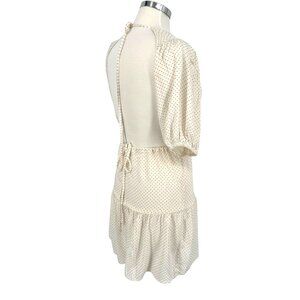 O'Neill Polka Dot Open Back Mini Dress Cream Ivory Brown Size Small NWT